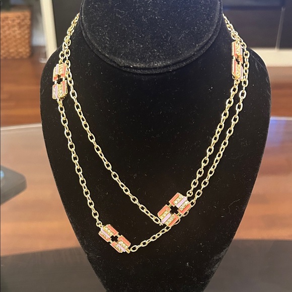Jewelry - Elegant Gold and Pink Double Chain Necklace